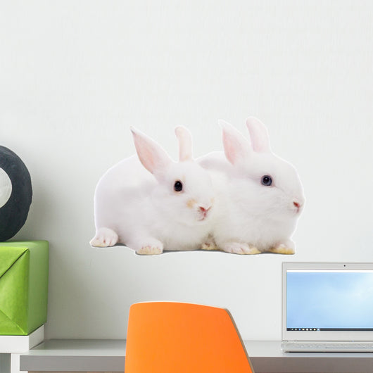 Two white rabbits Wall Decal