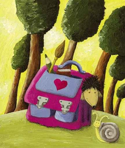 Hedgehog Peeking from School Wall Decal