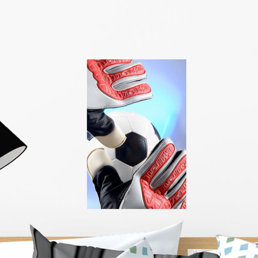 soccer - football goal keeper stretching for ball Wall Mural