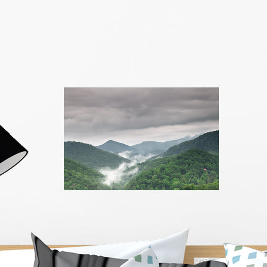 Early morning fog and cloud mountain valley landscape Wall Mural