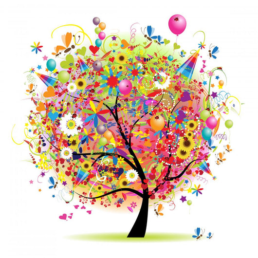 Happy Holiday Funny Tree With Balloons Wall Decal