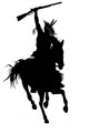 silhouette of indian warrior on a horse with a weapon Wall Decal