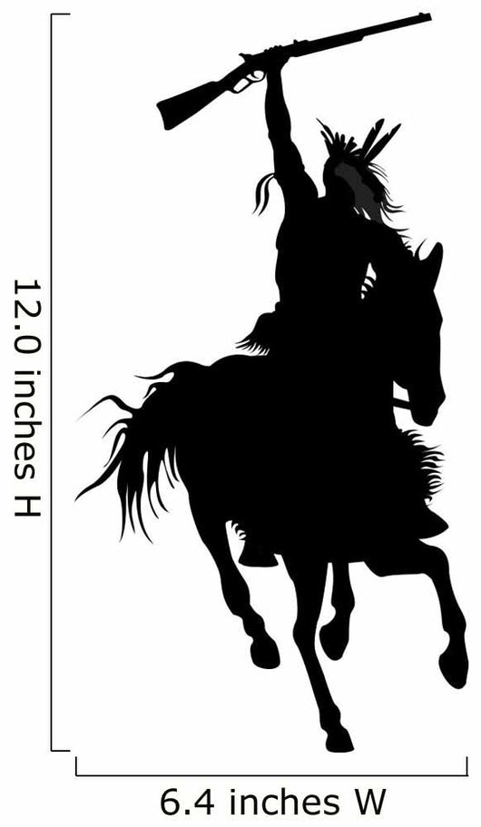 silhouette of indian warrior on a horse with a weapon Wall Decal
