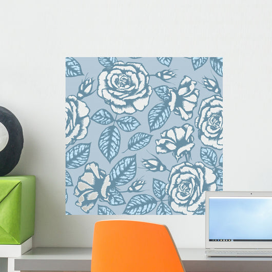 Retro Flower Seamless Pattern Wall Decal