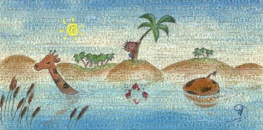 Simpatica Giraffa Che Nuota Wall Mural