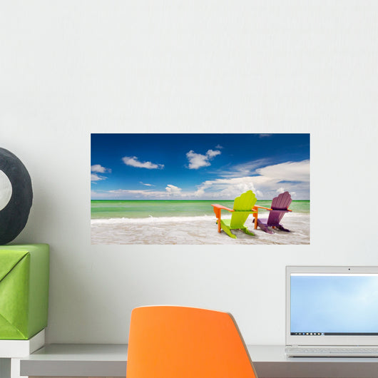 Colorful Chairs at Tropical Beach in Miami Wall Mural