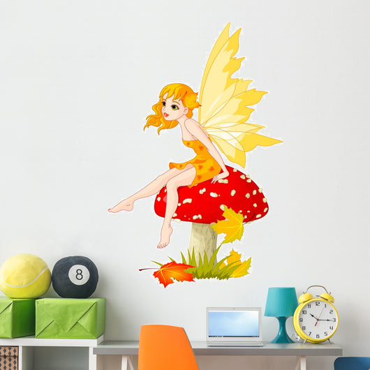 Autumn Mushroom Fairy Wall Decal