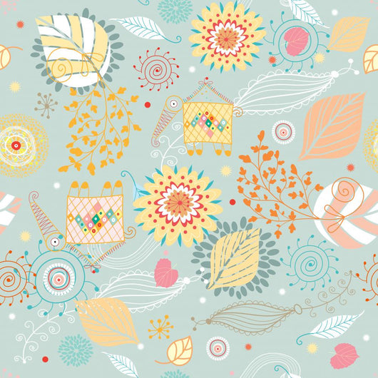 Seamless Floral Pattern Autumn Wall Decal