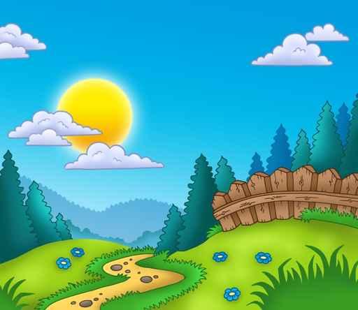 Country Landscape with Sun Wall Decal