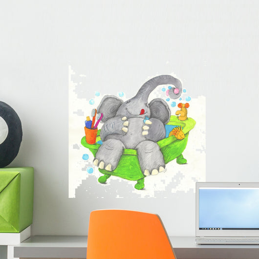 Elephant in the Bathtub Wall Decal