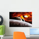 Fantasy space planets illustration with nebula Wall Mural