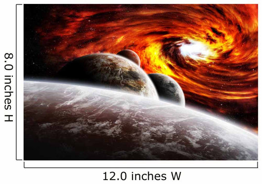 Fantasy space planets illustration with nebula Wall Mural