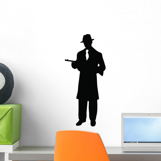 Gangstar silhouette with tommy gun Wall Decal