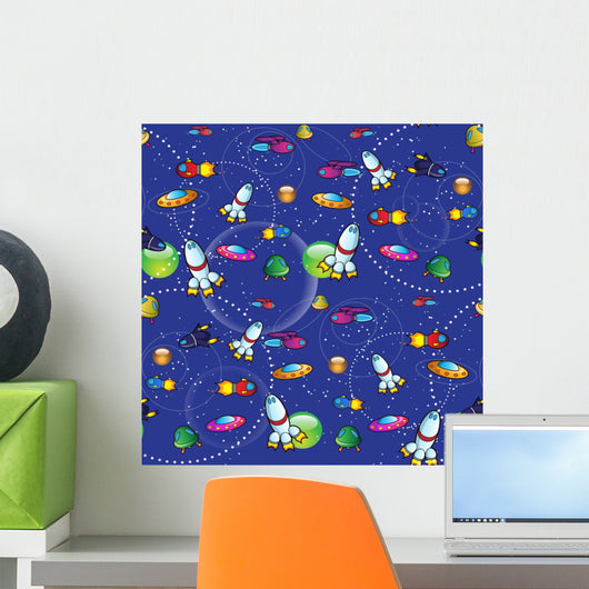 Seamless Pattern Spaceships Wall Decal