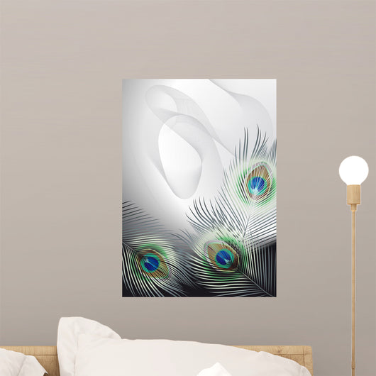 Background with peacock feathers Wall Mural