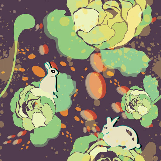Illustration with Rabbits and Wall Decal