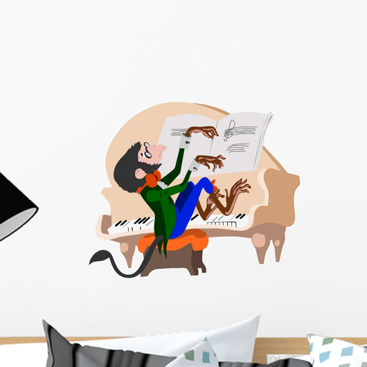 Monkey Pianist Wall Decal