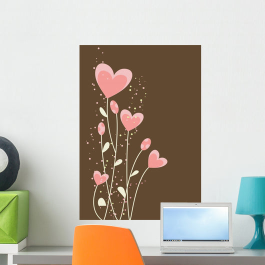 greeting with abstract hearts and flowers Wall Mural