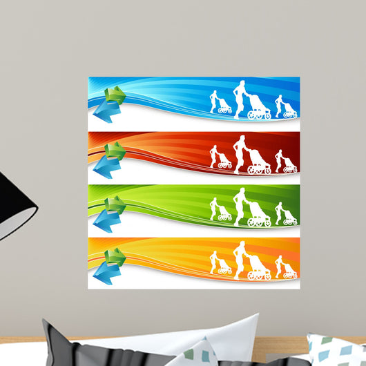 Exercising Mother Banners Wall Mural