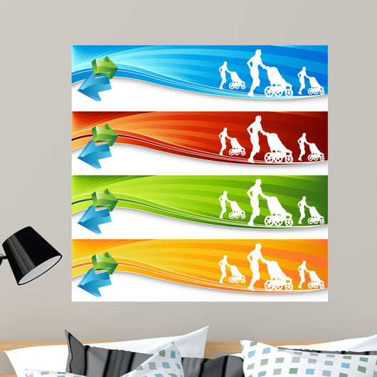 Exercising Mother Banners Wall Mural