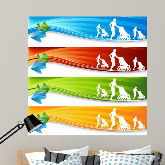 Exercising Mother Banners Wall Mural