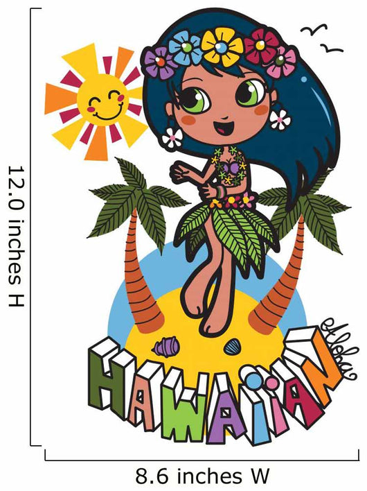 Hawaiian Aloha girl enjoy tropical party dancing Wall Decal