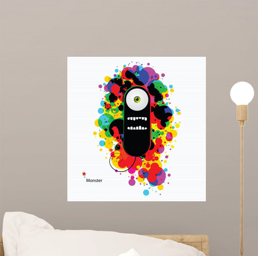 Black Cartoon Monster Abstract Wall Decal