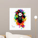 Black cartoon monster on abstract asid background Wall Decal