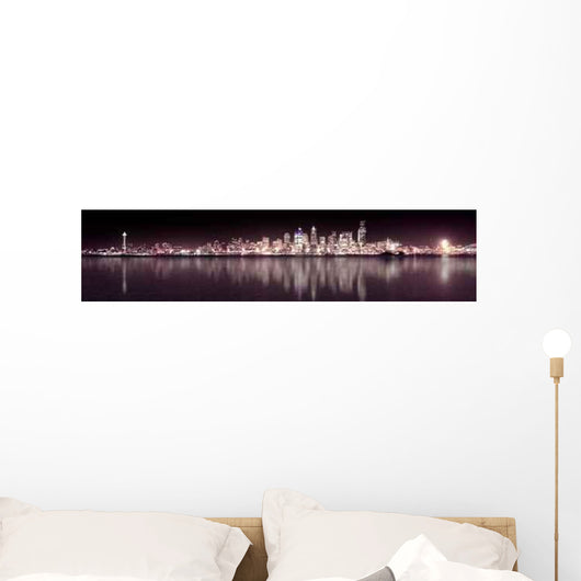 Seattle Purple Night Panoramic Wall Decal