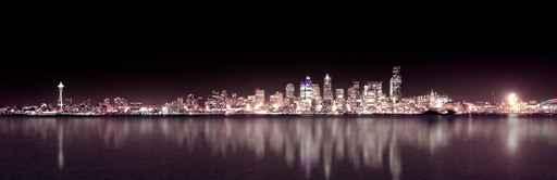 Seattle Purple Night Panoramic Wall Decal