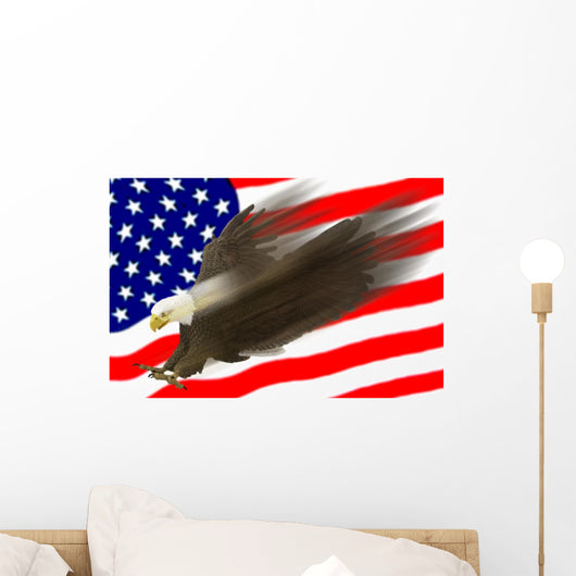 Flying Eagle & Us Flag Wall Mural