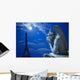 Notre Dame Chimera and Eiffel tower under the moon of Paris Wall Mural
