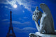 Notre Dame Chimera and Eiffel tower under the moon of Paris Wall Mural