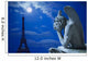 Notre Dame Chimera and Eiffel tower under the moon of Paris Wall Mural