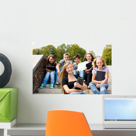 Teenagers with books Wall Mural