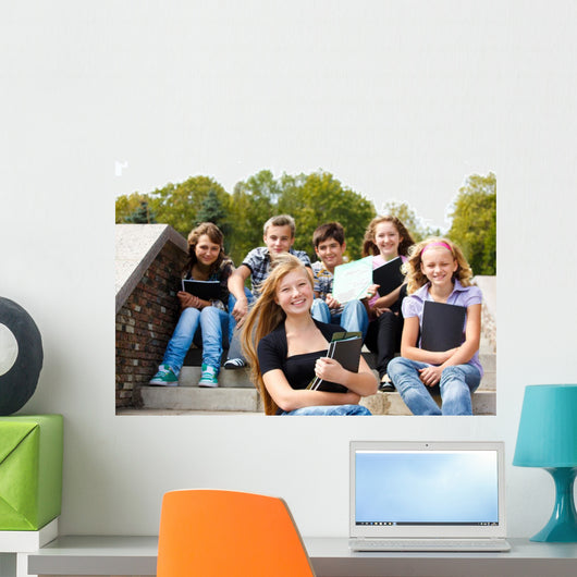 Teenagers with books Wall Mural