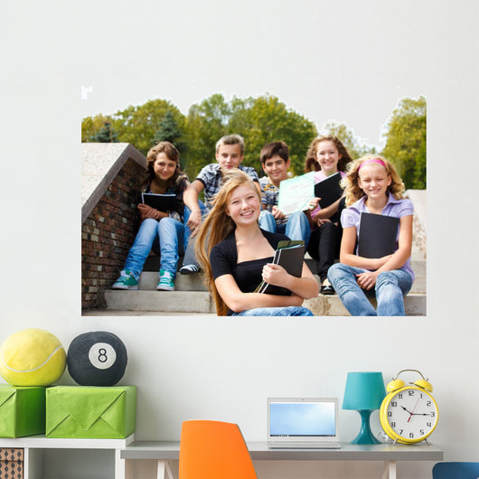 Teenagers with books Wall Mural