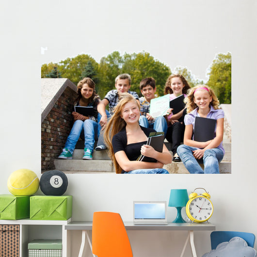 Teenagers with books Wall Mural