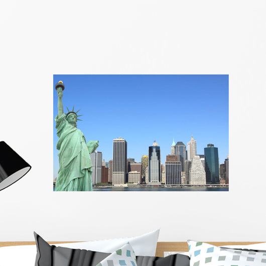 The Statue of Liberty and Manhattan skyline, New York City Wall Mural
