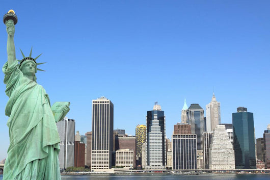 The Statue of Liberty and Manhattan skyline, New York City Wall Mural