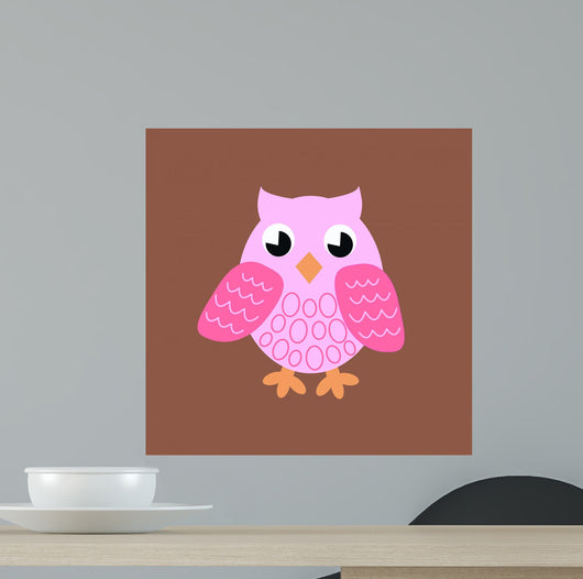 Pink Owl Wall Mural