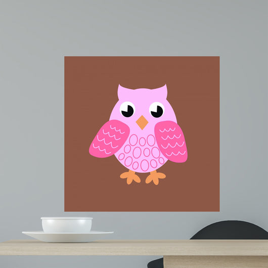Pink Owl Wall Mural