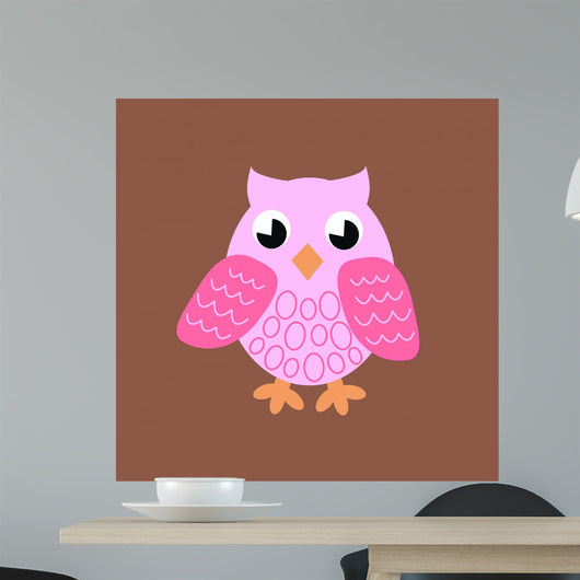 Pink Owl Wall Mural