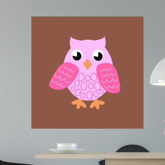 Pink Owl Wall Mural