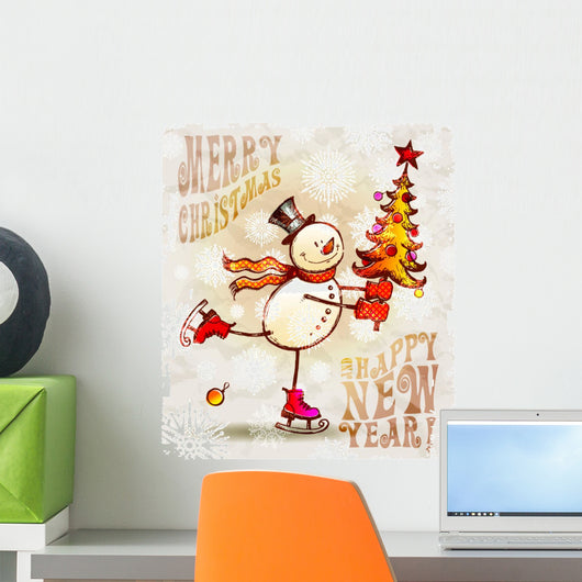 Skating Happy Snowman with