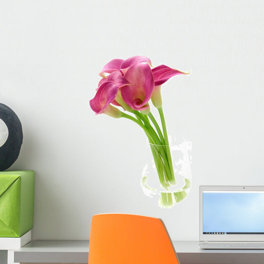 Pink calls bouquet in vase Wall Decal