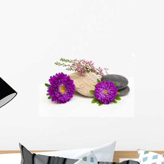 Flowers and Stones White Wall Decal
