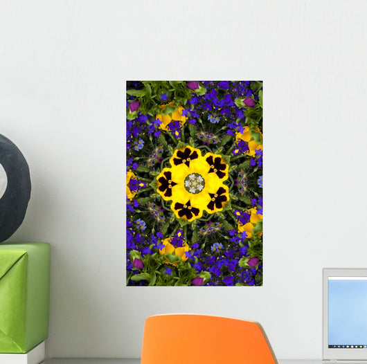 Flower Kaleidoscope Resembling a Mandala Wall Mural