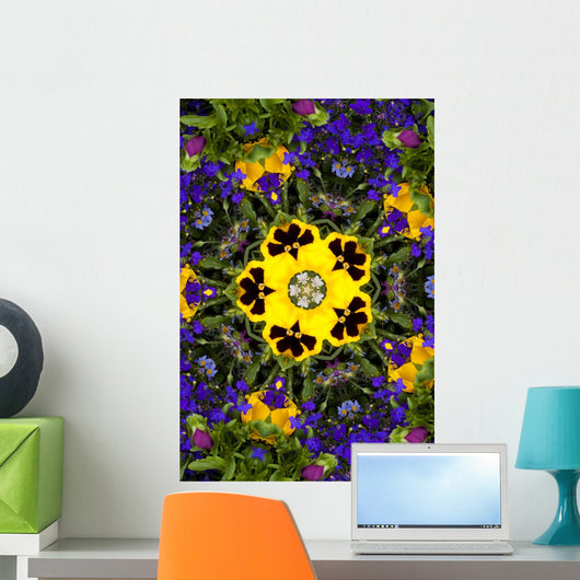 Flower Kaleidoscope Resembling a Mandala Wall Mural