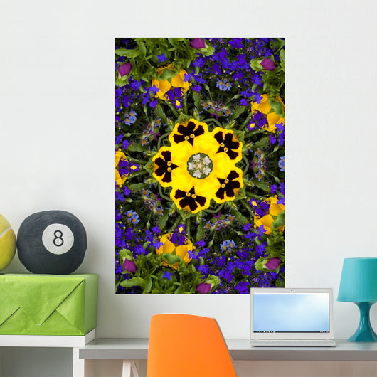 Flower Kaleidoscope Resembling a Mandala Wall Mural